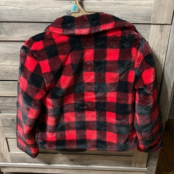 Epic Threads Toddler or Girls RED BUFFALO CHECK Faux Fur Jacket - Picture 10 of 10